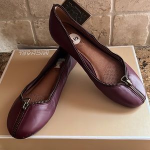 Corso como leather ballet flats zipper 5,5 women shoes wine red